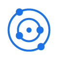 Blue abstract icon representing sound recordings.