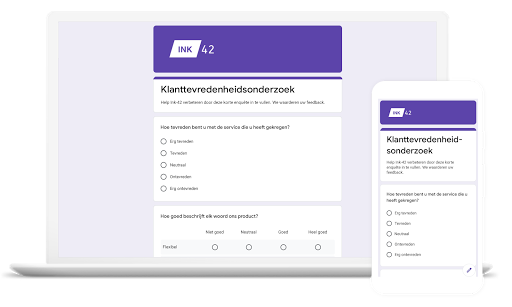 Een laptop en telefoon tonen de Google Formulieren-interface.