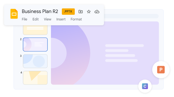 Contoh slide presentasi yang dibuat di Microsoft PowerPoint, tetapi telah dibuka di Google Slide. 