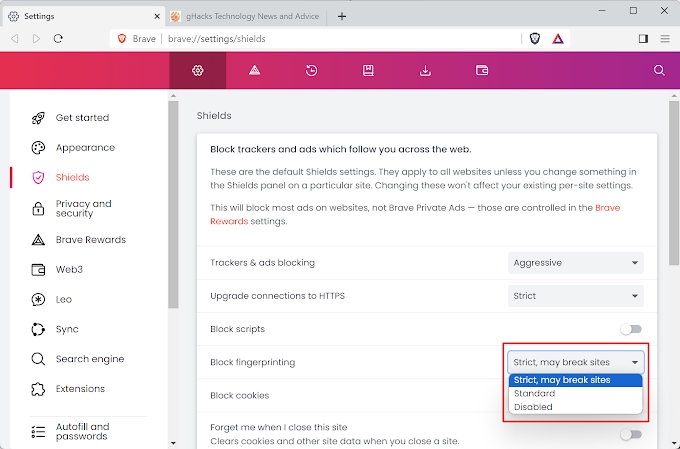 Brave Browser: strict fingerprinting protection will be removed