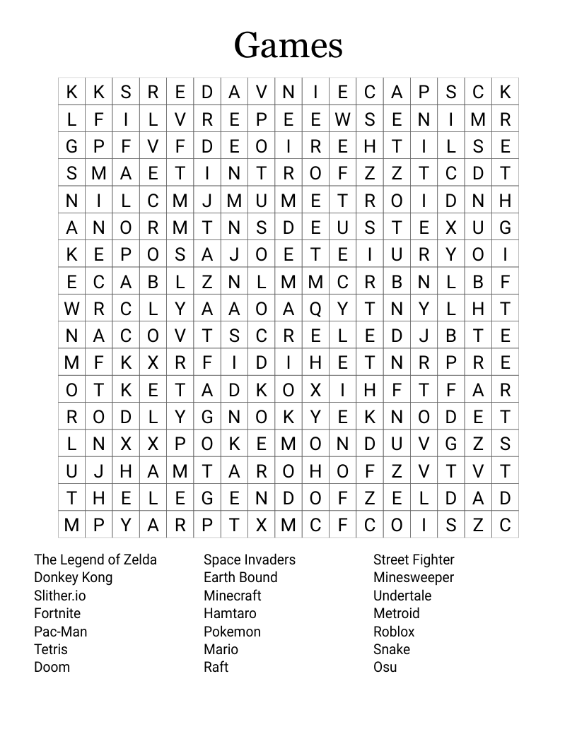 Games Word Search