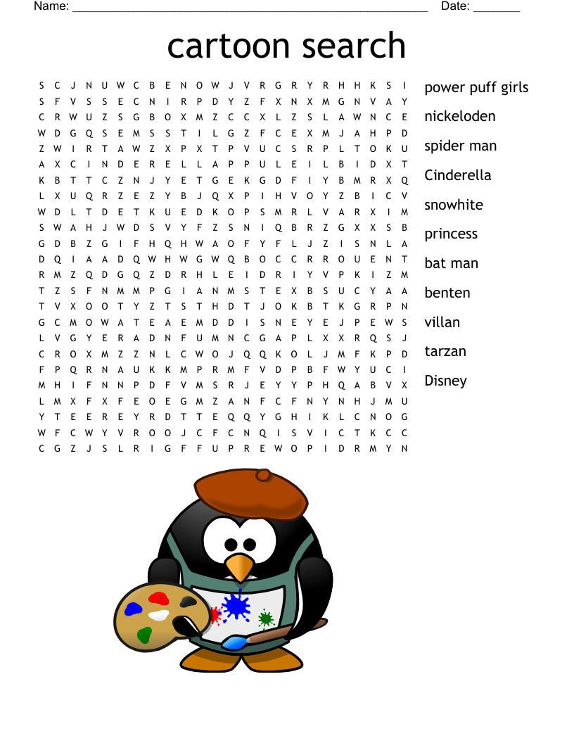 cartoon search Word Search