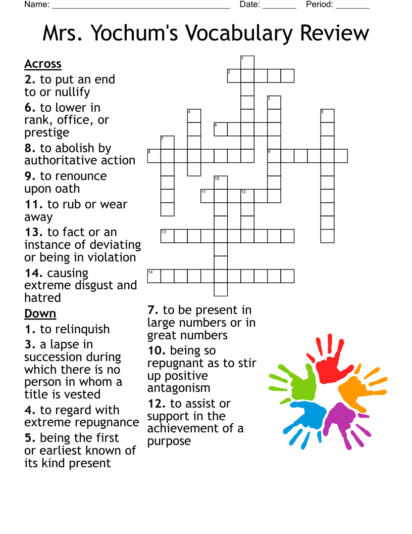 Mrs. Yochum's Vocabulary Review Crossword