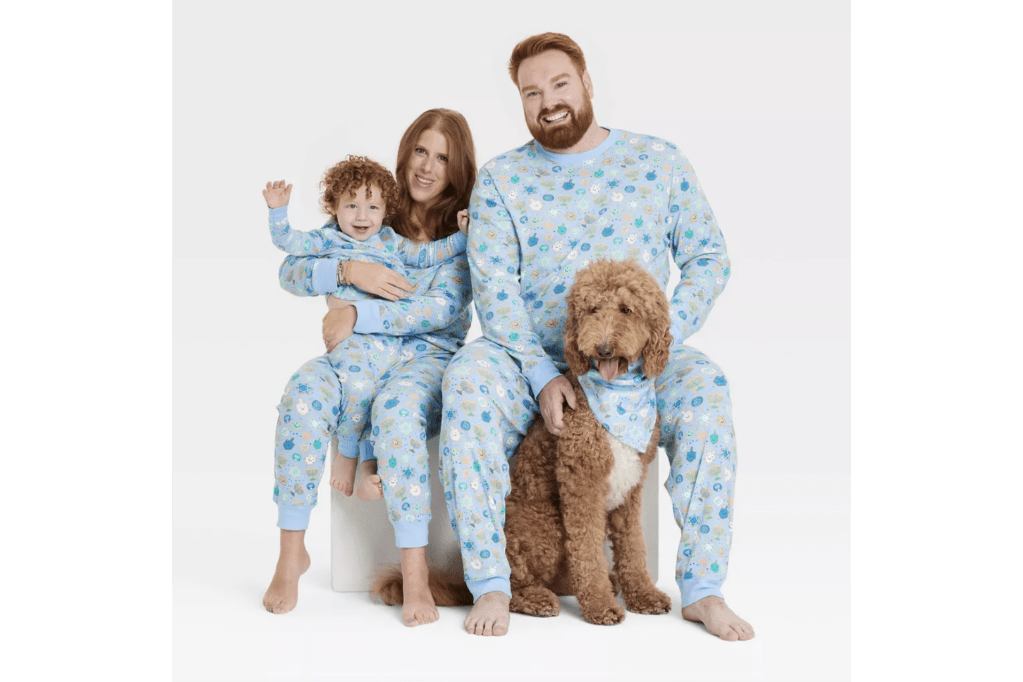 Family wearing Hanukkah Holiday Matching Family Pajamas