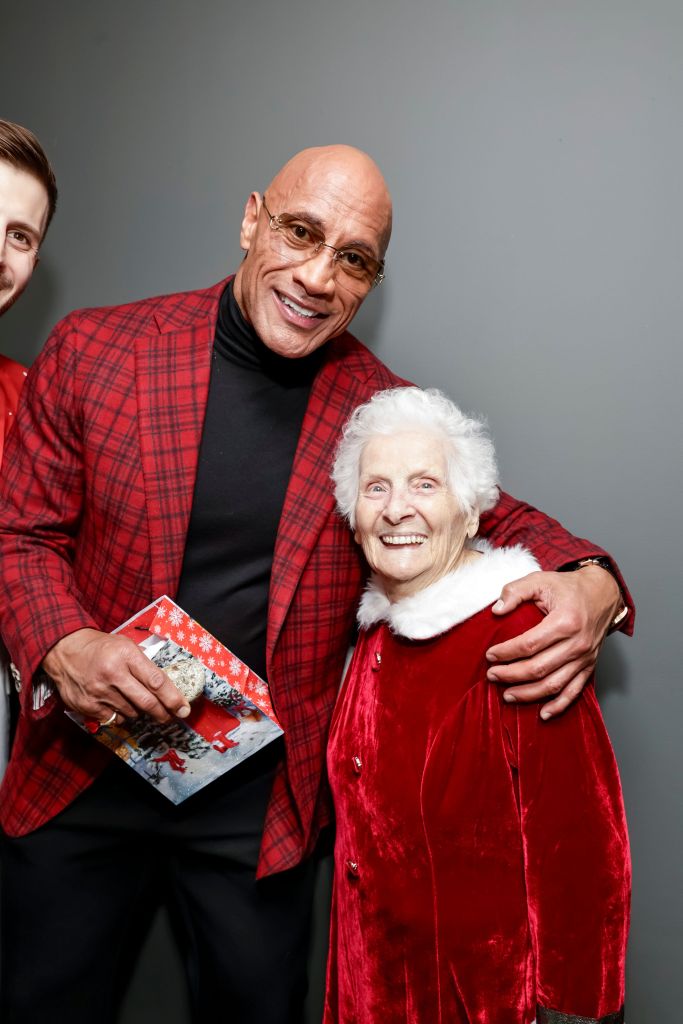 Dwayne Johnson and Anne Golon, also known as Gangster Granny, at the AMAZON MGM Studios Red One US Premiere in New York City, Nov 11, 2024