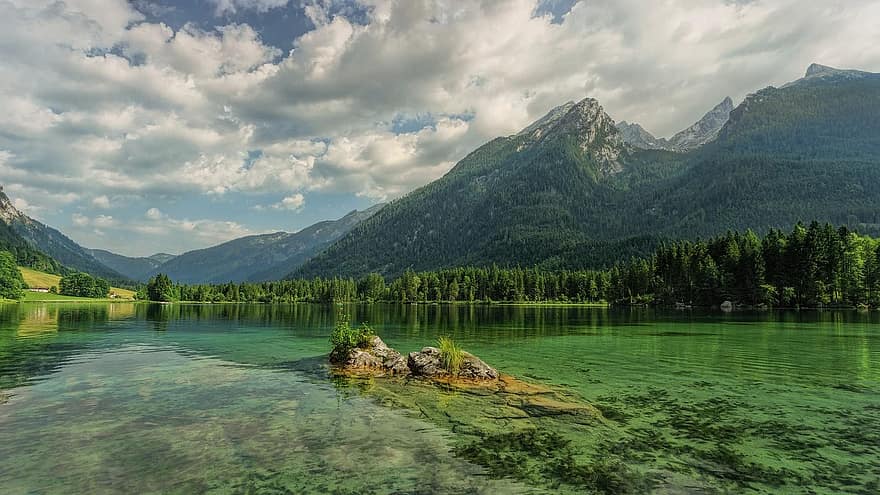 landscape, mountains, hills, forest, canada, tranquil, river, lake, sky ...