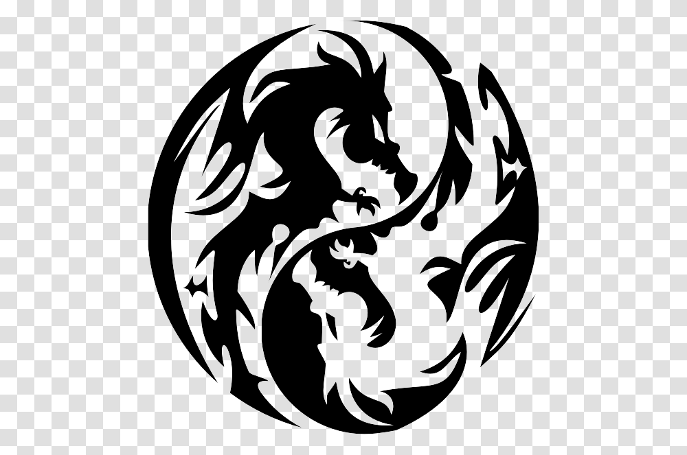 Stencil Chinese Yin Japanese Dragon Yang Clipart Tribal Dragon Yin Yang ...