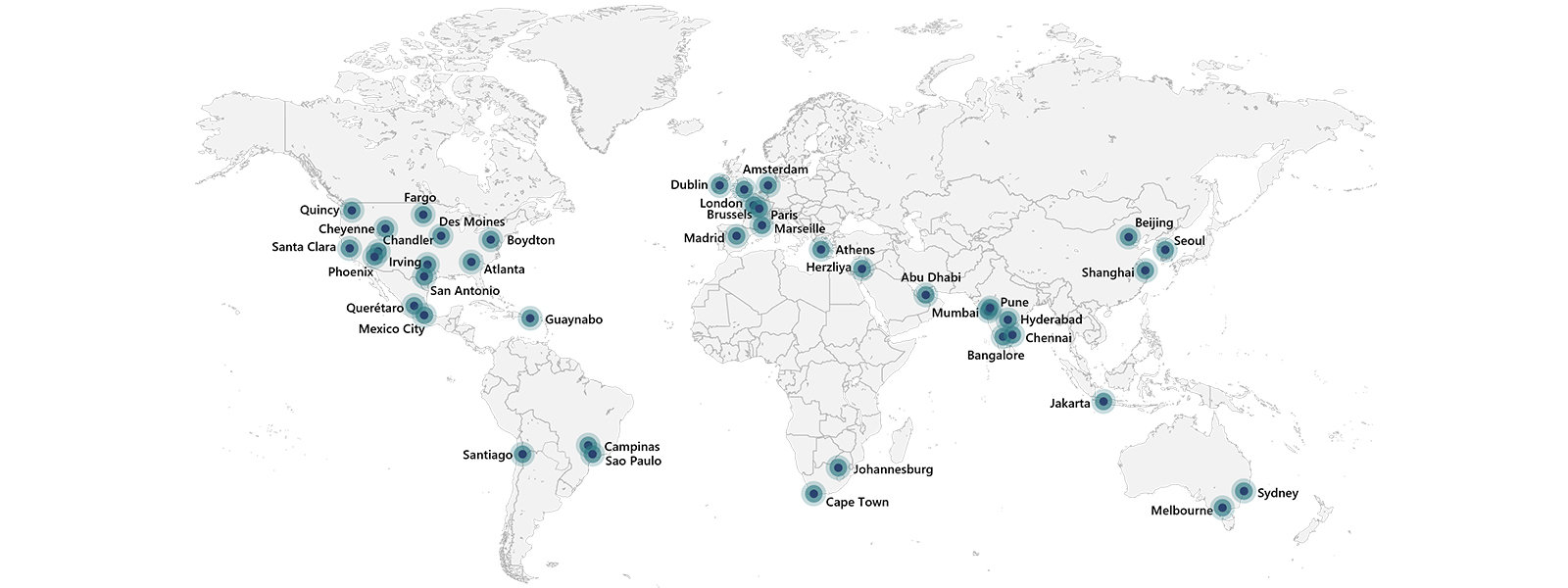 Global map indicating locations of water replenishment projects.