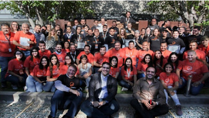 A large group of people wearing Bridge Accelerator shirts.