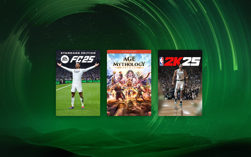 EA Sports FC 24 Standard Edition, Age of Mythology: Retold, and NBA 2K25 Standard Edition.