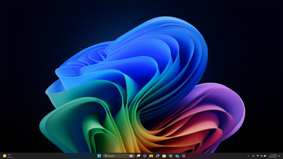 Windows 11 Pro bloom desktop screen with Copilot pane pop out on right side.