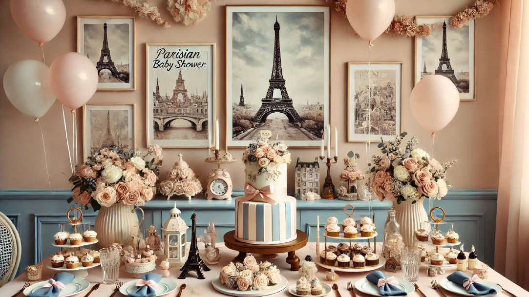 A Parisian-themed baby shower