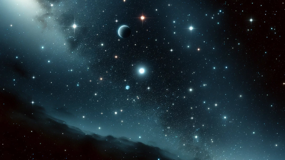 Image of space with planets and moons