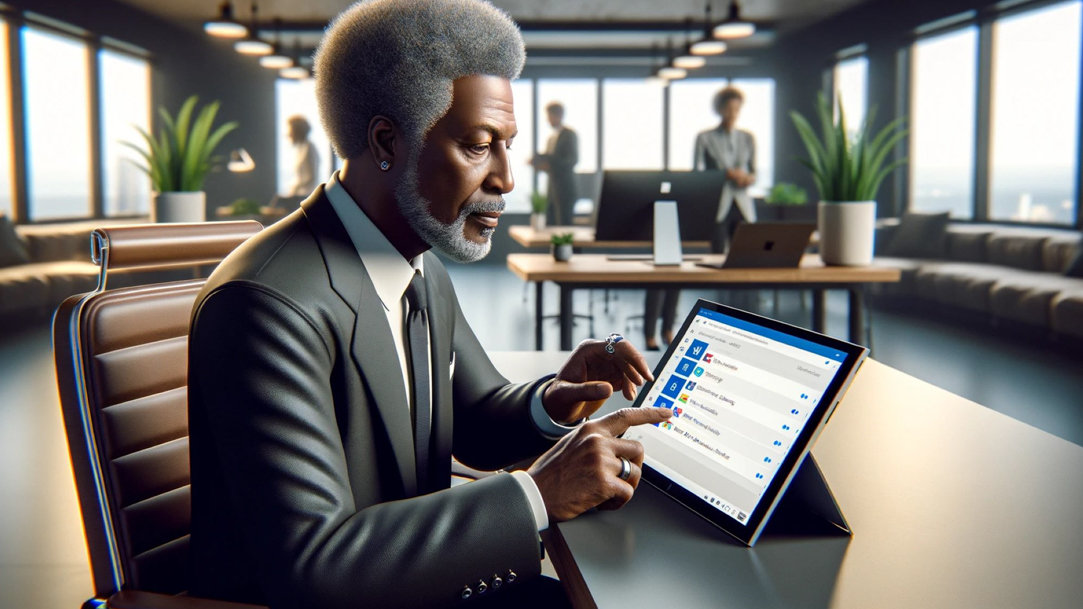 Man working at desk on a Surface device