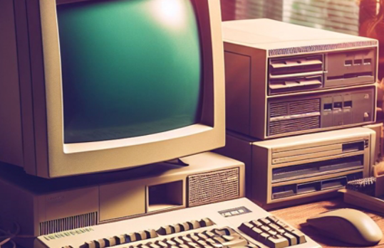 Older computer system sitting on a desk