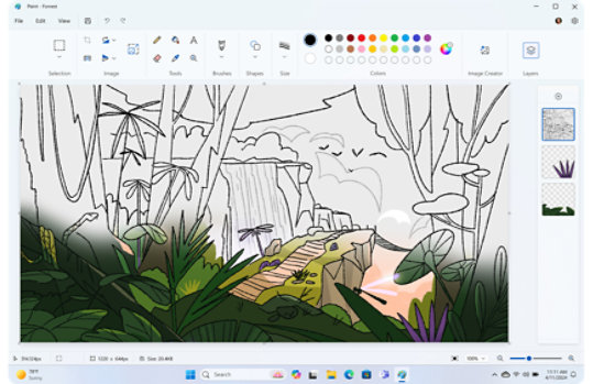 Paint app with different layers used for the image