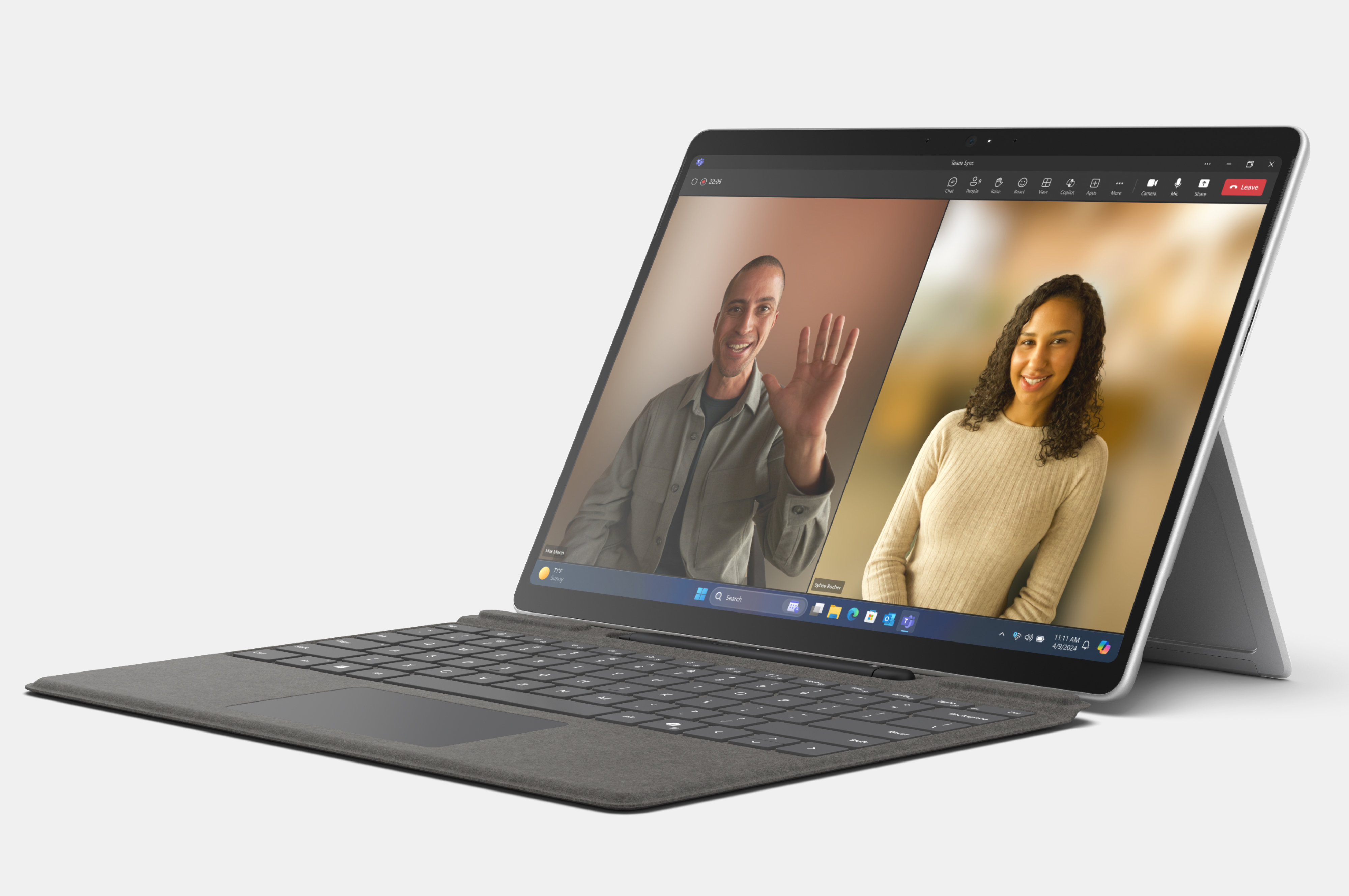 Render of Surface Pro 10 opened in laptop mode