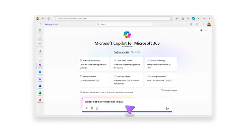 A screenshot of the user interface of the Microsoft 365 Copilot app.