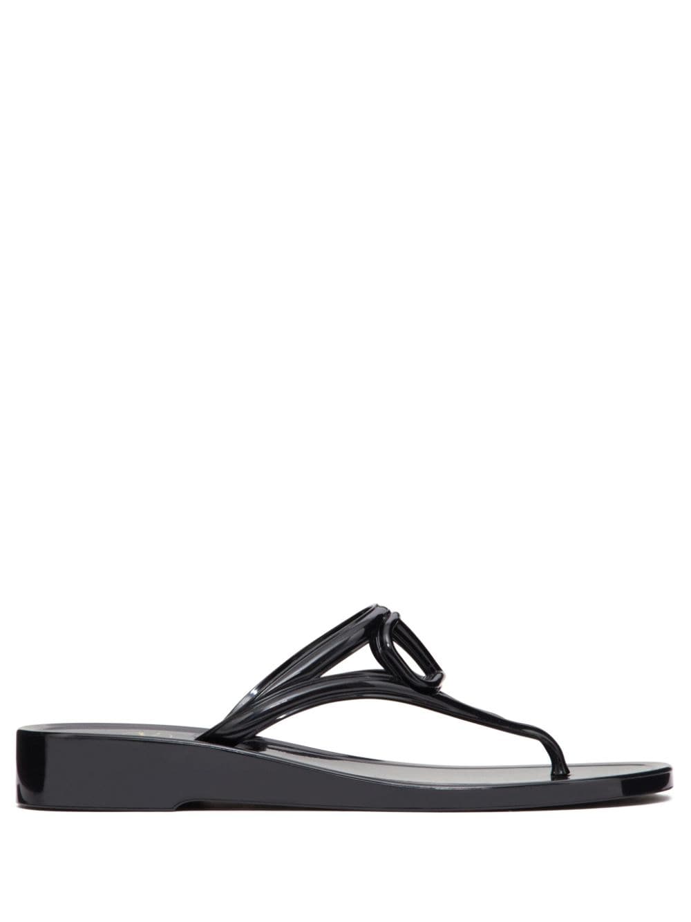 Shop Valentino Vlogo Signature Thongs In Black