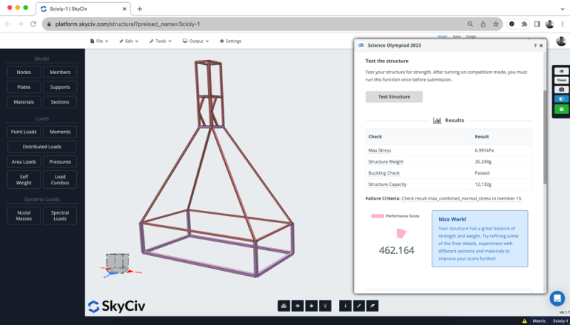 Balsa Wood Tower for Students, using the Science Olympiad App