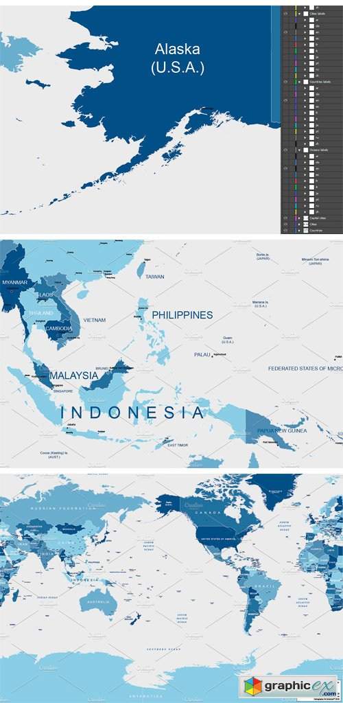 Pacific Centered World Map » Free Download Vector Stock Image Photoshop ...