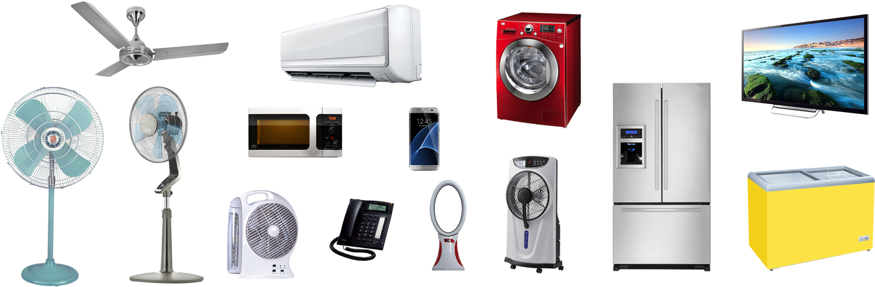 Assorted Home Appliances Collection PNG image