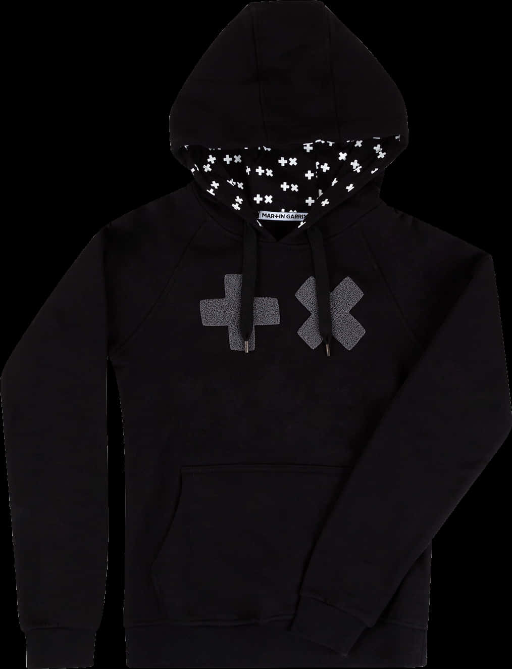 Black Hoodiewith Graphic Accents PNG image