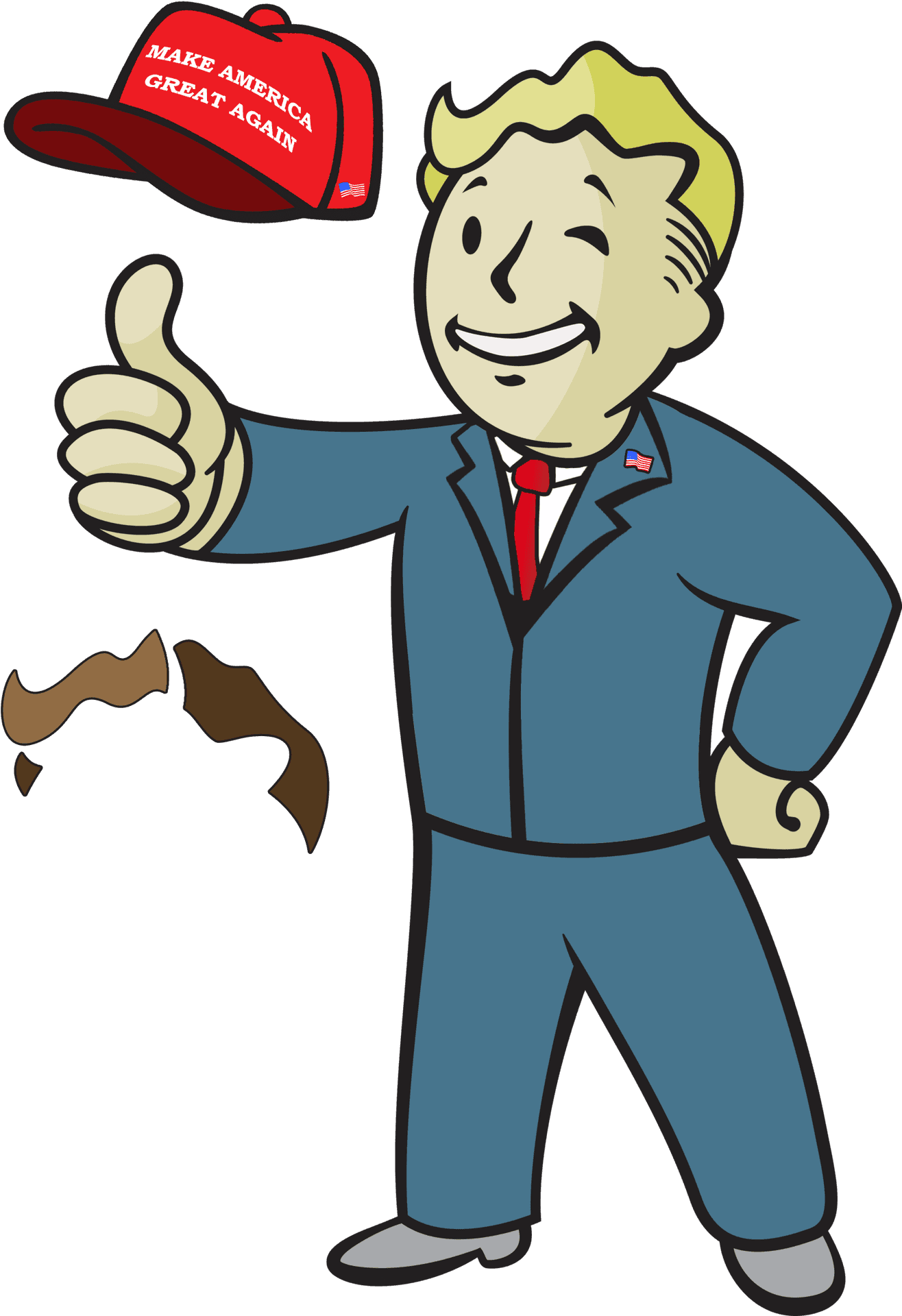 Cartoon Character Thumbs Up M A G A Hat PNG image