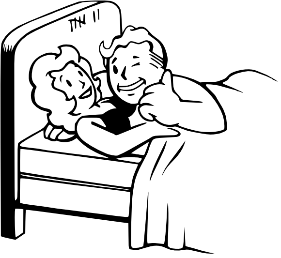 Cartoon Couplein Bed Thumbs Up PNG image