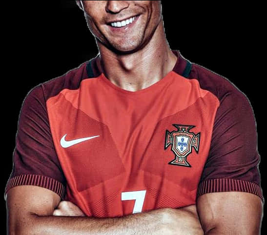 Cristiano Ronaldo Smilingin Portugal Jersey PNG image