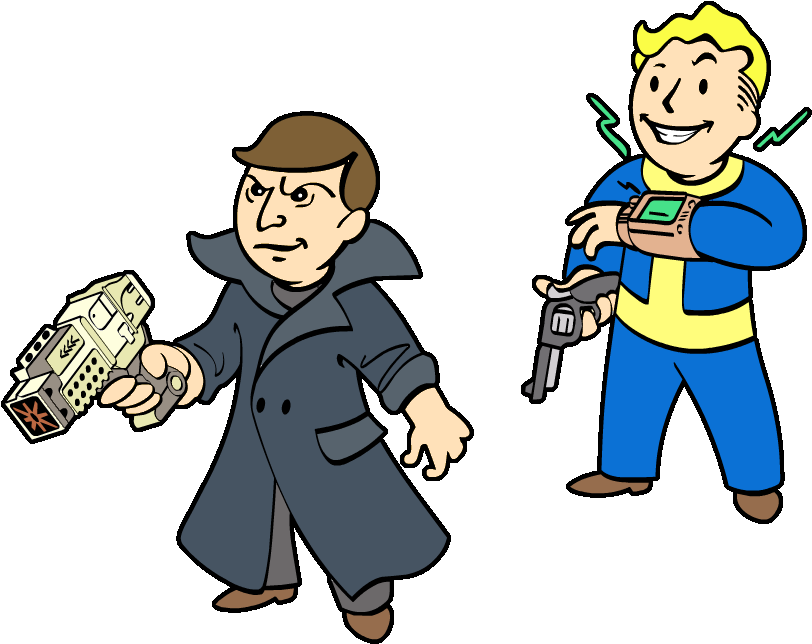 Detectiveand Vault Boy Illustration PNG image