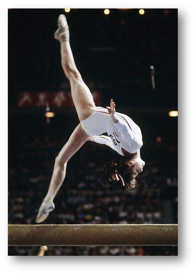 Gymnast_ Performing_ Balance_ Beam_ Routine PNG image