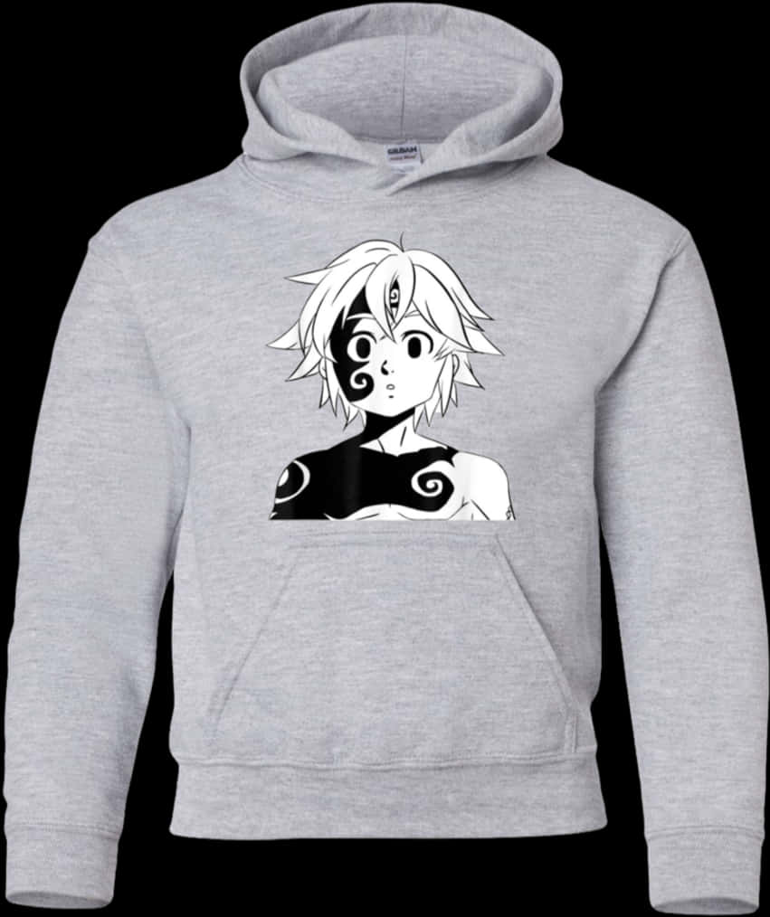 Meliodas Printed Grey Hoodie PNG image