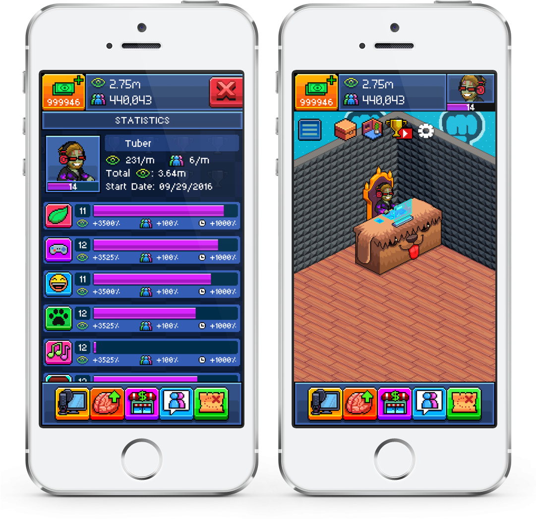 Mobile Gaming Simulation Two Screenshots PNG image