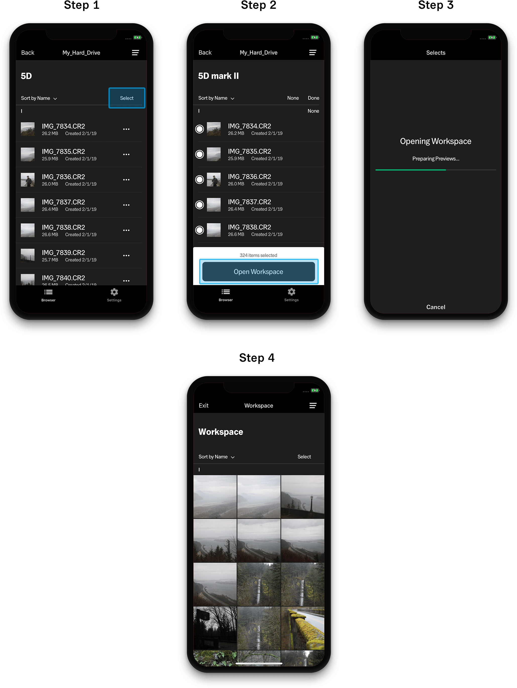 Mobile Photo Management Steps PNG image