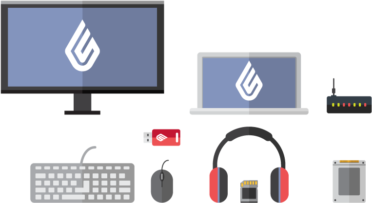 Modern Electronics Devices Setup PNG image