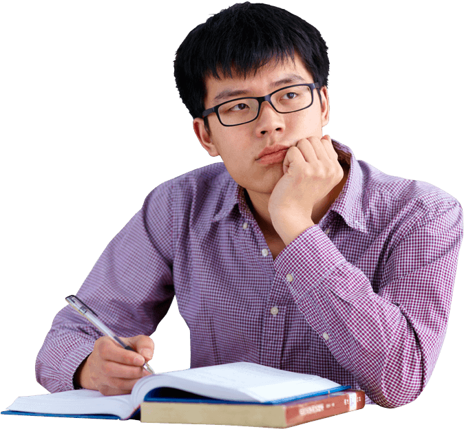 Pensive Studentwith Books PNG image