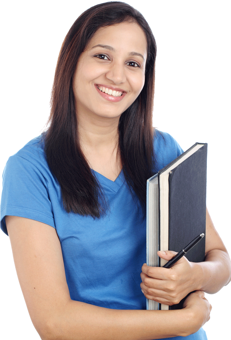 Smiling Student Holding Booksand Pen PNG image