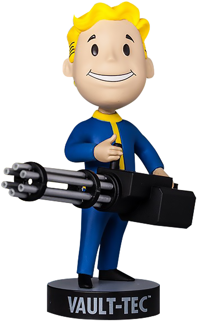 Vault Tec Boy With Mini Gun Figure PNG image