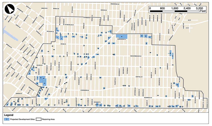 Map illustrates the proposed scope of and boundaries of the Bushwick Neighborhood Plan