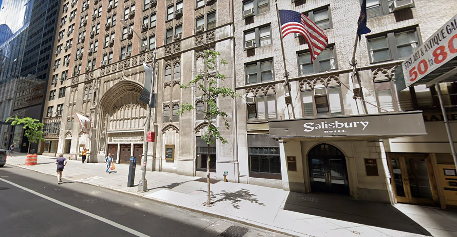 View of 125 West 57th Street prior to the erection of existing sidewalk sheds (via Google Maps)