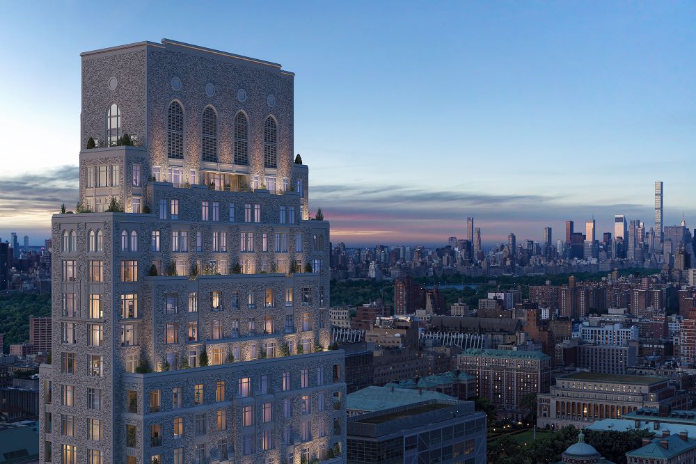 Birds-eye rendering of Claremont Hall at 100 Claremont Avenue