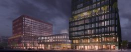 Evening view of the new Restoration Plaza and Innovation Campus - Courtesy of Adjaye Associates; Bedford Stuyvesant Restoration Corporation