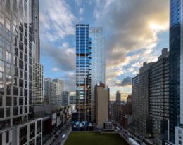 Evening view of One Willoughby Square - Photo by David Sundberg Esto