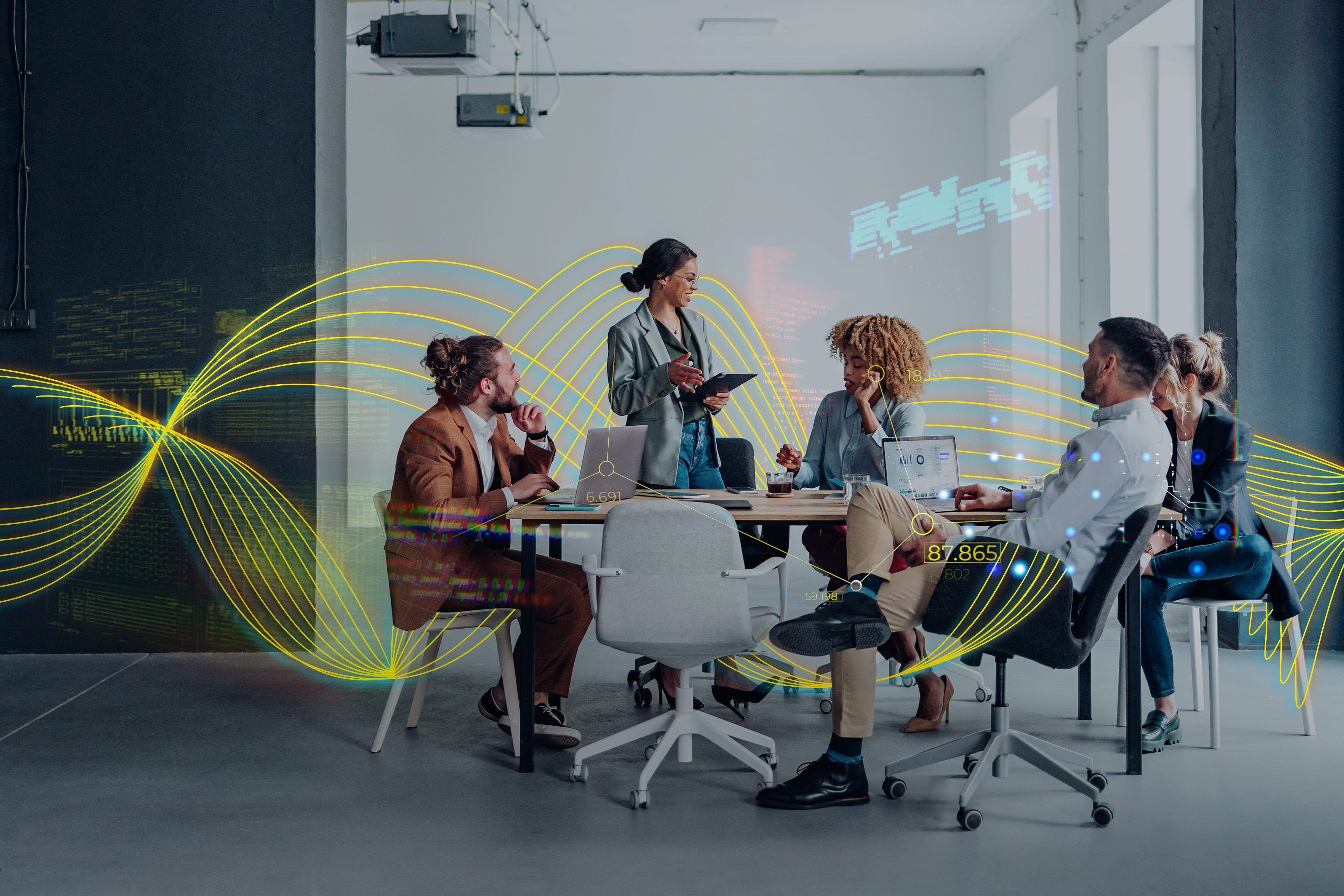 Group Of Businesspeople On A Meeting At Their Company