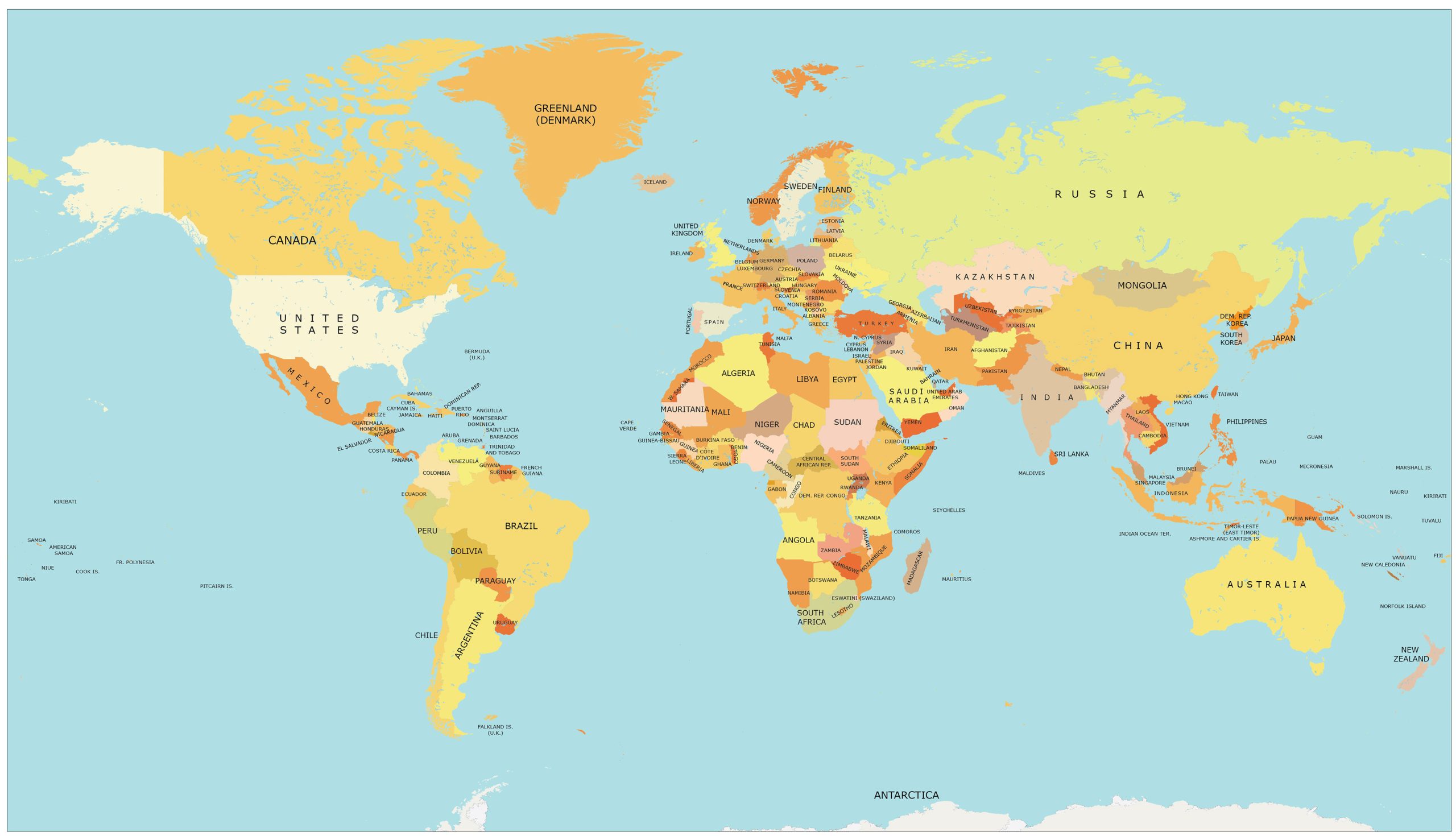 Political Map Of The World With Countries Labeled - Gretal Gilbertine