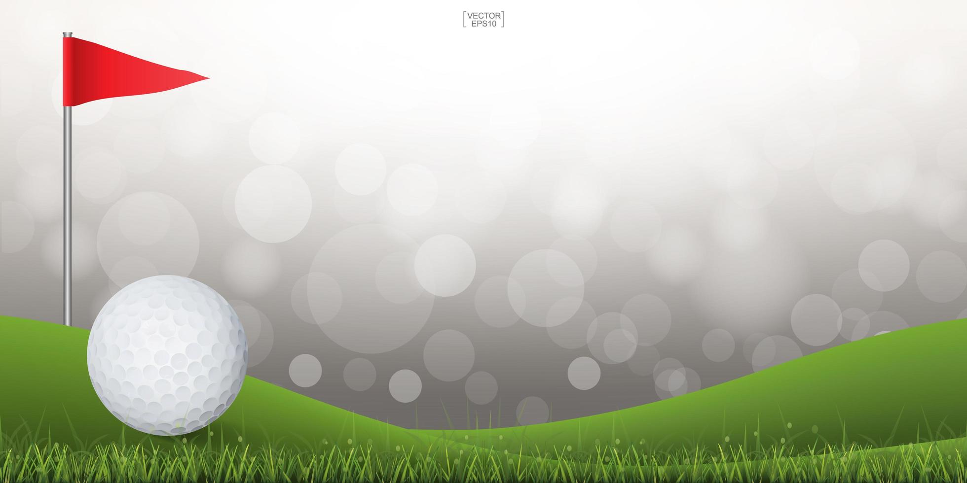 Golf ball on green hill background  vector