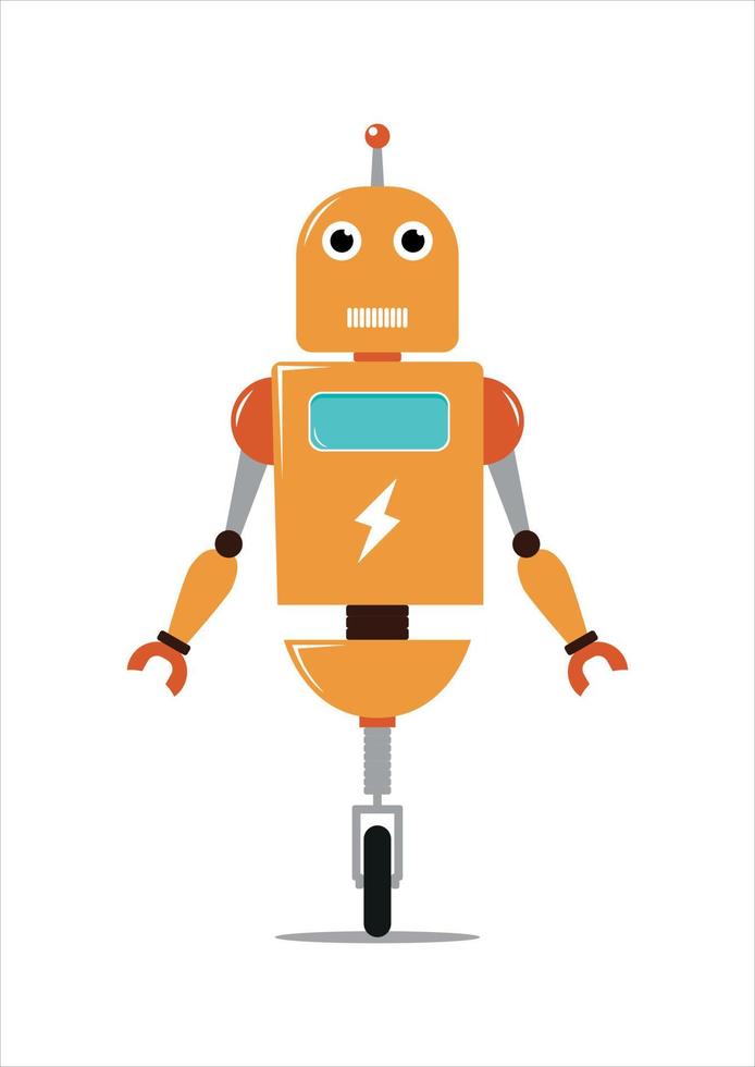 Robot with one wheel in flat style isolated on white background vector illustration