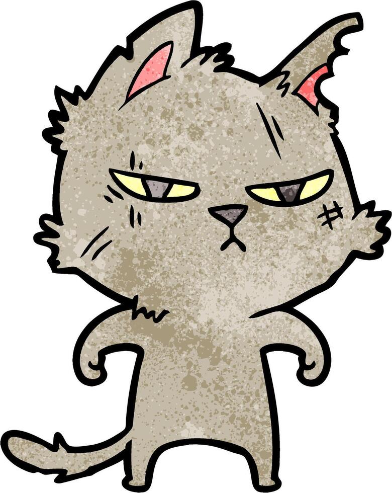 tough cartoon cat vector