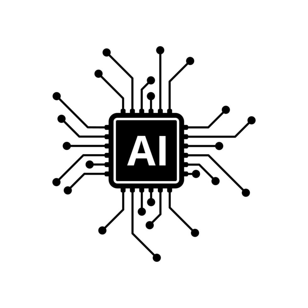 AI chip icon vector isolated